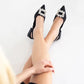 St- evra kadın topuklu taş detay kumaş sandalet siyah