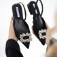 St- evra kadın topuklu taş detay kumaş sandalet siyah