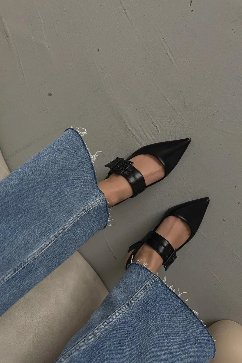 St- juliet kadın deri topuklu ayakkabı siyah