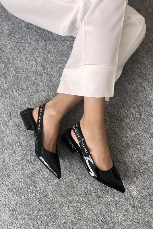 St - raxel kadın rugan topuklu ayakkabı siyah