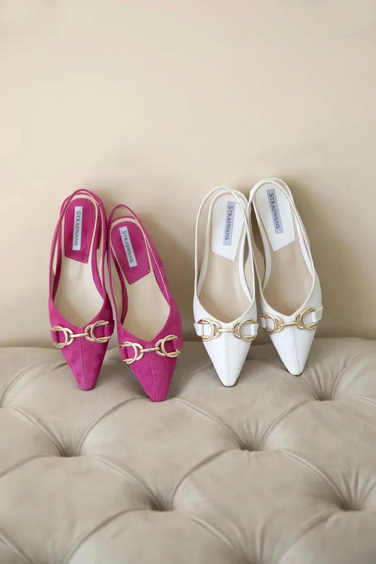 St- suzi kadın toka detay deri ayakkabı beyaz / women > shoes > sandals