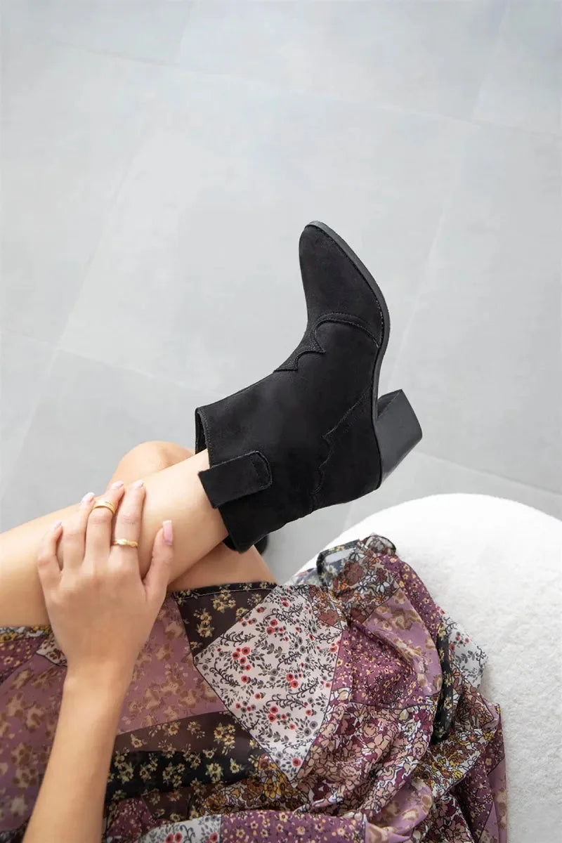 St- western kadın topuklu süet bot siyah / women > shoes > boots