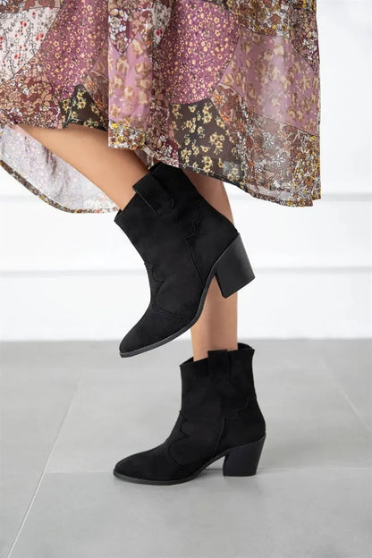 St- western kadın topuklu süet bot siyah / women > shoes > boots
