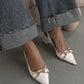 St - zaira kadın toka detay rugan topuklu ayakkabı beyaz