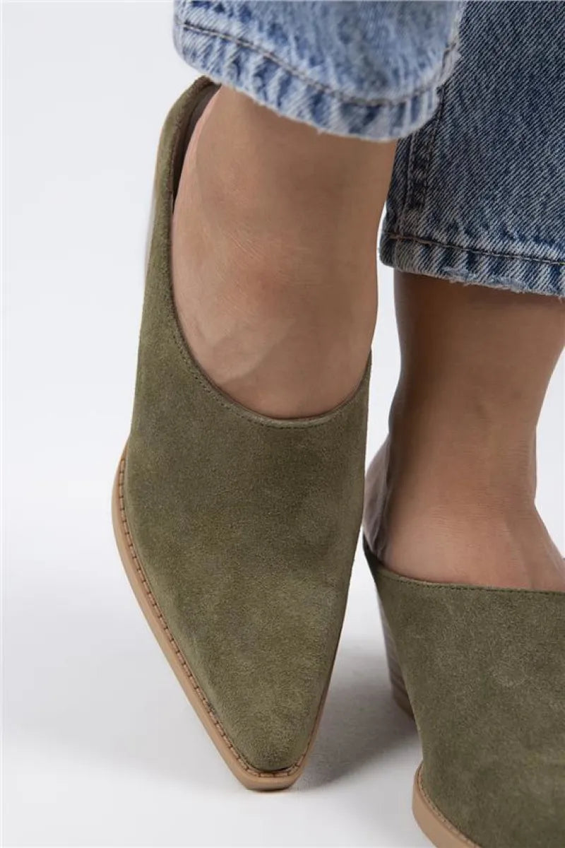 Women > shoes slippers mj- stella kadın hakiki deri western çağla yeşili - süet