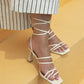 St- sumi kadın bilekten bağlamalı deri ayakkabı bej / women > shoes > sandals