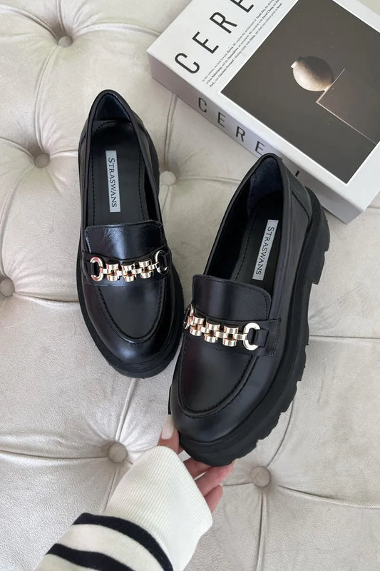 St sven kadın i̇çi dışı hakiki deri makosen ayakkabı siyah / women > shoes >