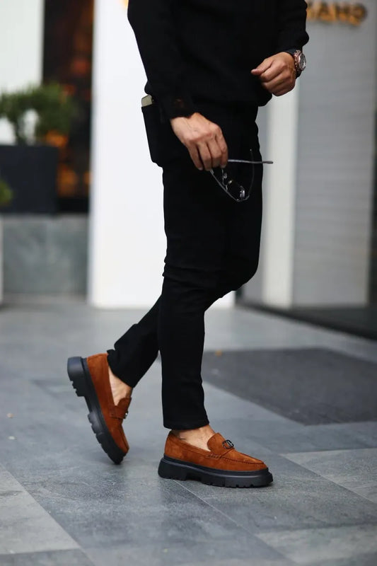 So- taba süet yüksek siyah taban erkek klasik ayakkabı