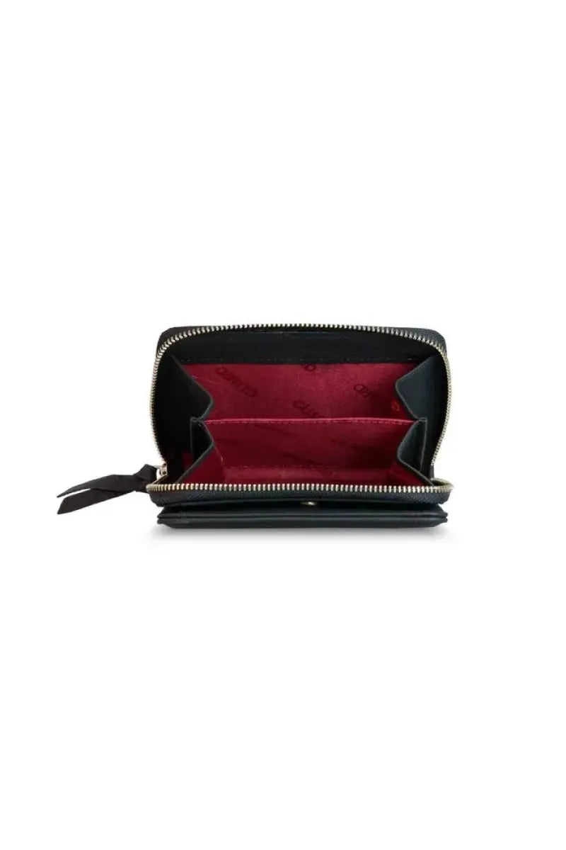 Accessories > wallet gd- çift taraflı fermuarlı mat siyah kadın cüzdanı
