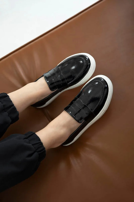 St tasha kadın rugan makosen ayakkabı siyah / women > shoes > loafer
