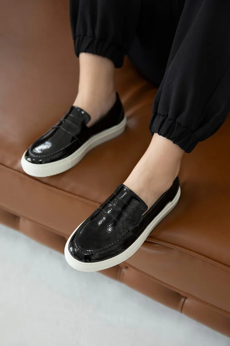 St tasha kadın rugan makosen ayakkabı siyah / women > shoes > loafer