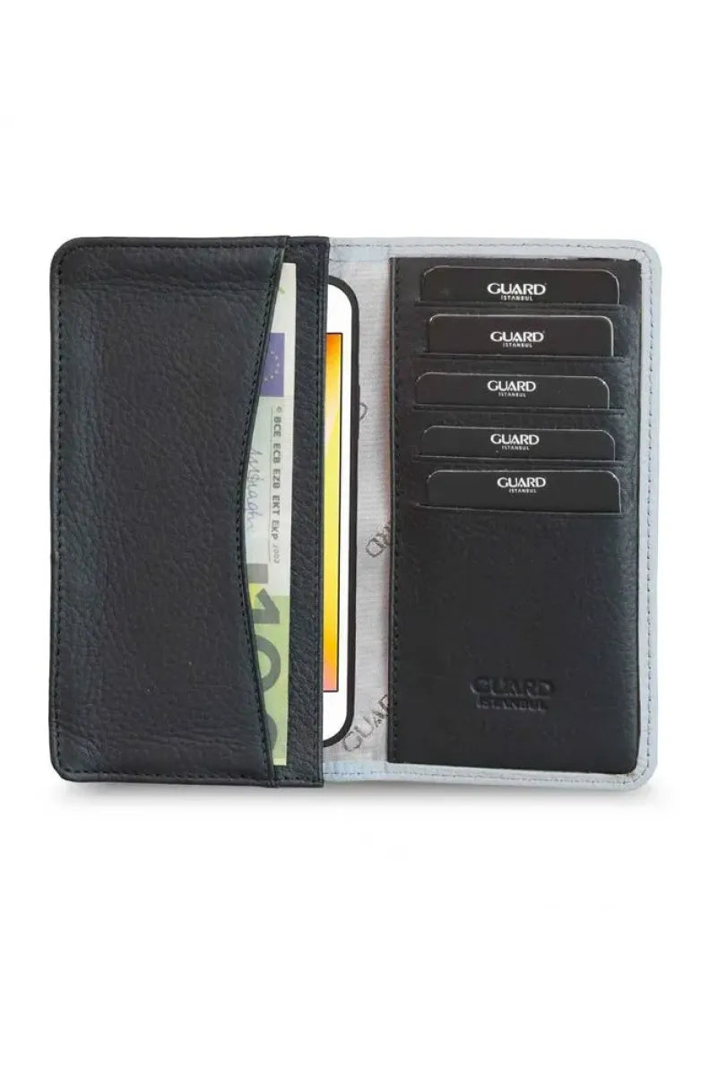Accessories > wallet gd- telefon girişli gri siyah deri portföy cüzdan