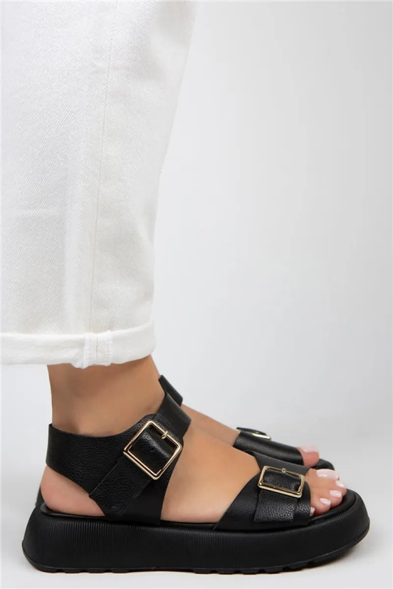 Women > shoes sandals mj- vena kadın hakiki deri tokalı siyah sandalet