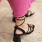 Women > shoes sandals st- venice kadın topuklu küt burun kumaş sandalet siyah