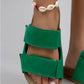Mj- vina kadın hakiki deri cırtlı yeşil terlik / women > shoes > slippers
