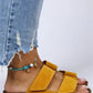 Mj vina kadın hakiki deri çırtlı sarı terlik / women > shoes > slippers
