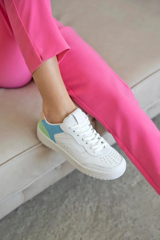 Women > shoes sport st- wantt kadın deri spor ayakkabı beyaz-mavi-yeşil
