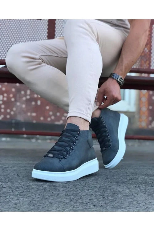 Co-WG032 Gray Lacık Sneakers half wrist Boots