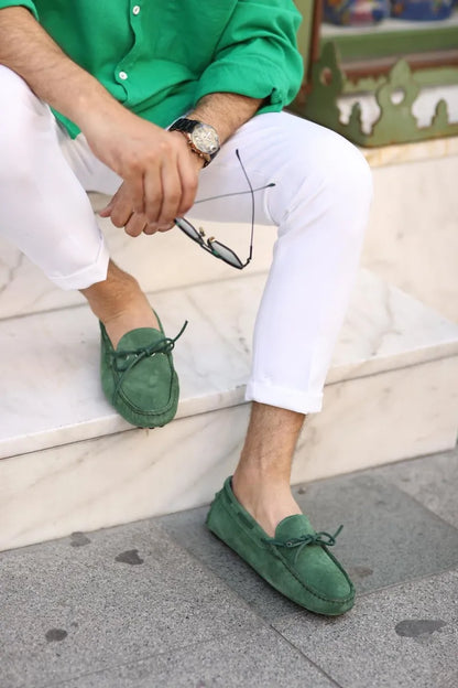 So- yeşil süet erkek ayakkabı
