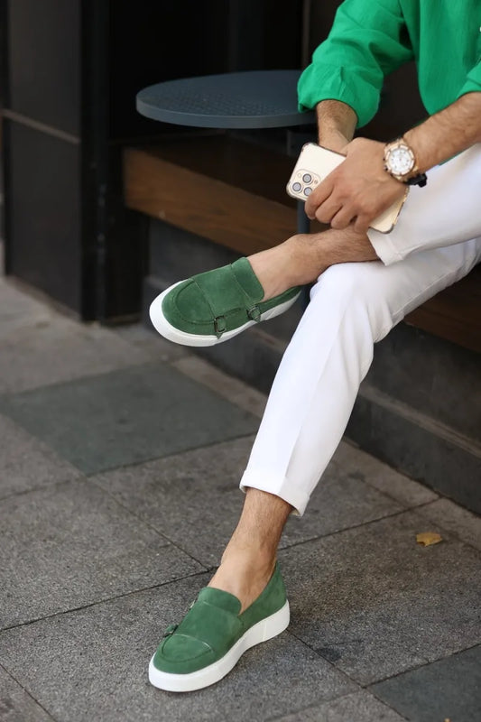 So- yeşil süet sneakers erkek ayakkabı