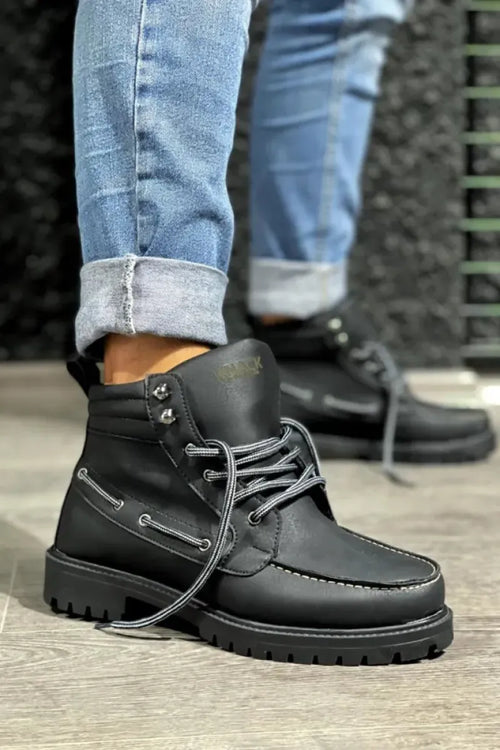 Kn- Yüksek Taban Ayakkabı B-020 Siyah (siyah Taban)