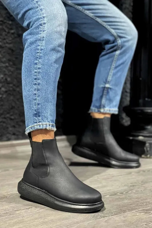 Kn- yüksek taban ayakkabı 111 siyah (siyah taban) / man > shoes > boots