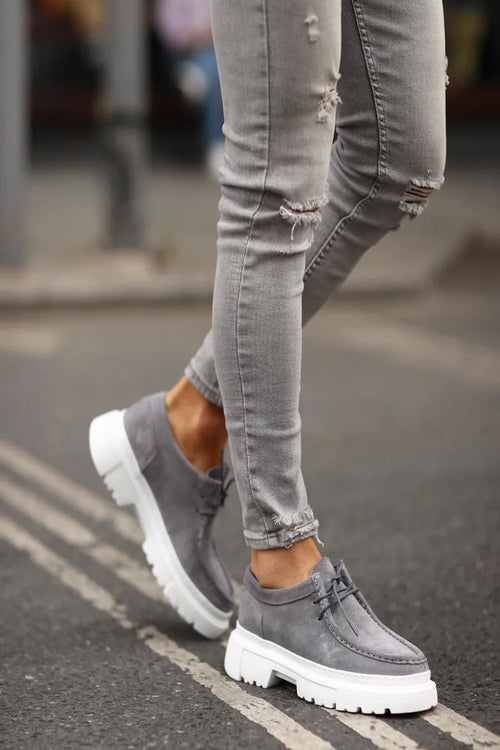 Tan gris, ante, base alta, zapatillas masculinas