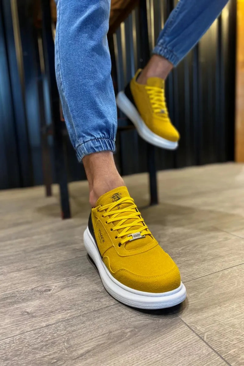 Kn- yüksek taban günlük süet ayakkabı 040 sarı