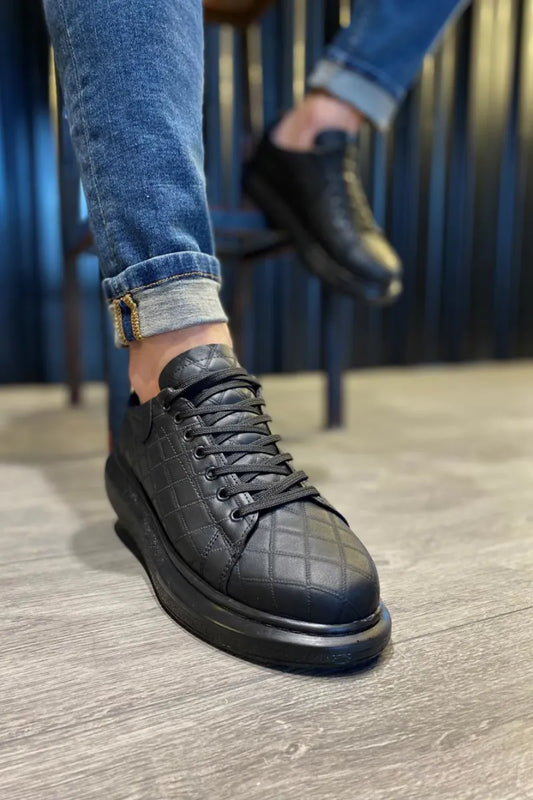 Kn- yüksek taban günlük ayakkabı 044 kapi̇tone siyah (siyah taban) / man > shoes