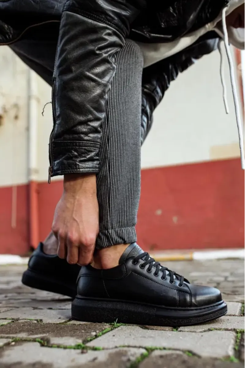 Man > shoes sneakers kn- yüksek taban günlük ayakkabı 044 siyah (siyah taban)