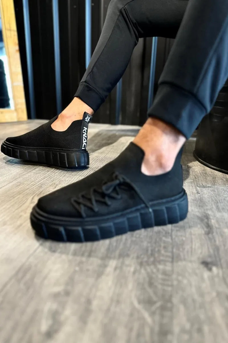 Man > shoes sneakers kn- yüksek taban günlük ayakkabı 1025 siyah (siyah taban)