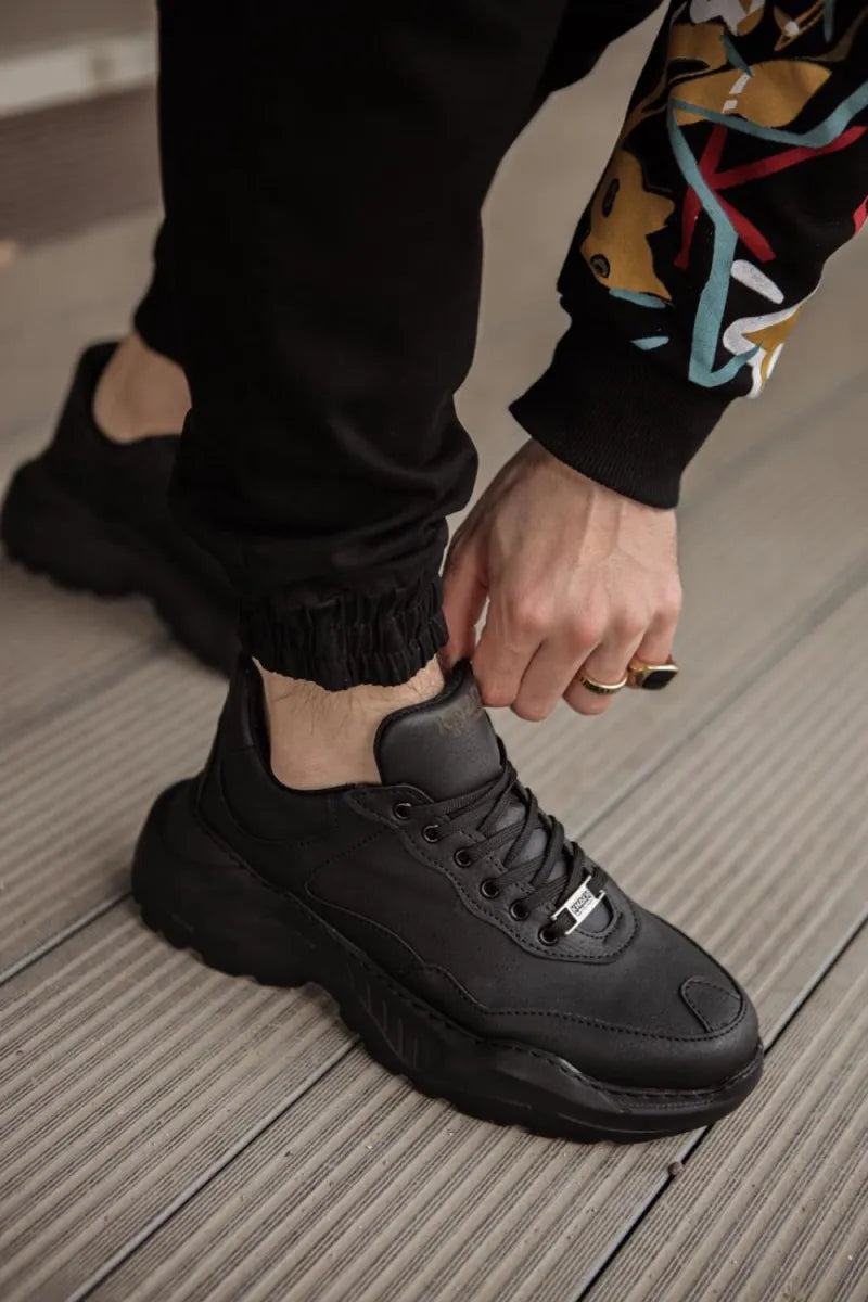 Man > shoes sneakers kn- yüksek taban günlük ayakkabı n75 siyah (siyah taban)