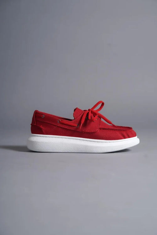 KN-High Base Shoes de lino de temporada 009 Rojo