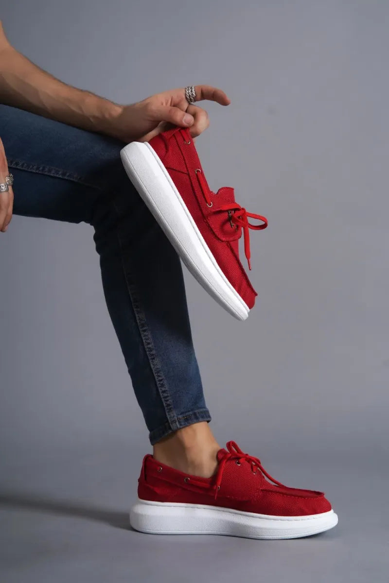 Kn- yüksek taban mevsimlik keten ayakkabı 009 kırmızı / man > shoes > sneakers