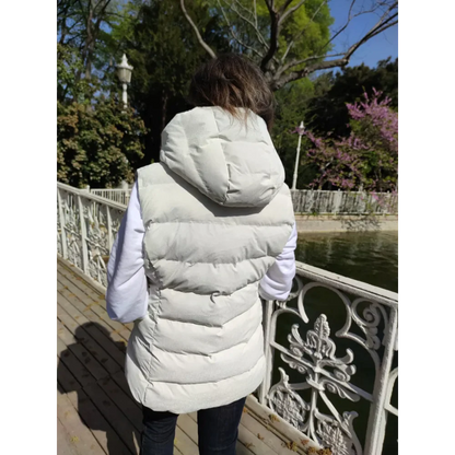 Mnclr womens white hooded inflatable vest-10687 / kadın > giyim > yelek